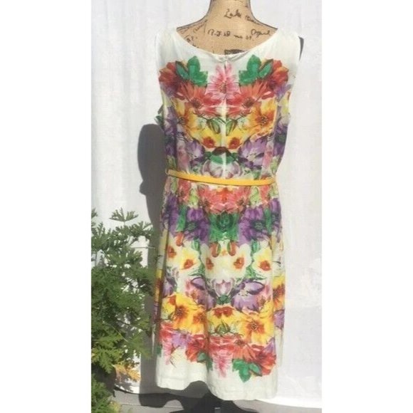 Robbie Bee Dress Yellow Floral Sleeveless Knee Length Size 12 - Picture 3 of 5